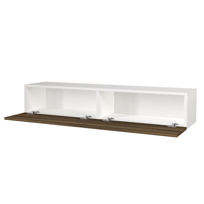 Meuble télé flottant de 53 po Housley, Noyer / blanc