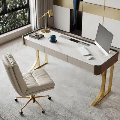 55.12" Rectangular Sintered Stone Desktop Desk