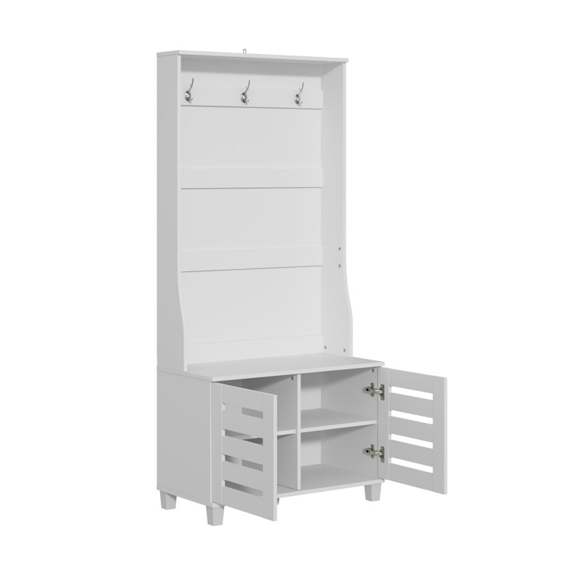 Lismore Hall Tree 31.3'' Wide with Bench and Shoe Storage, White