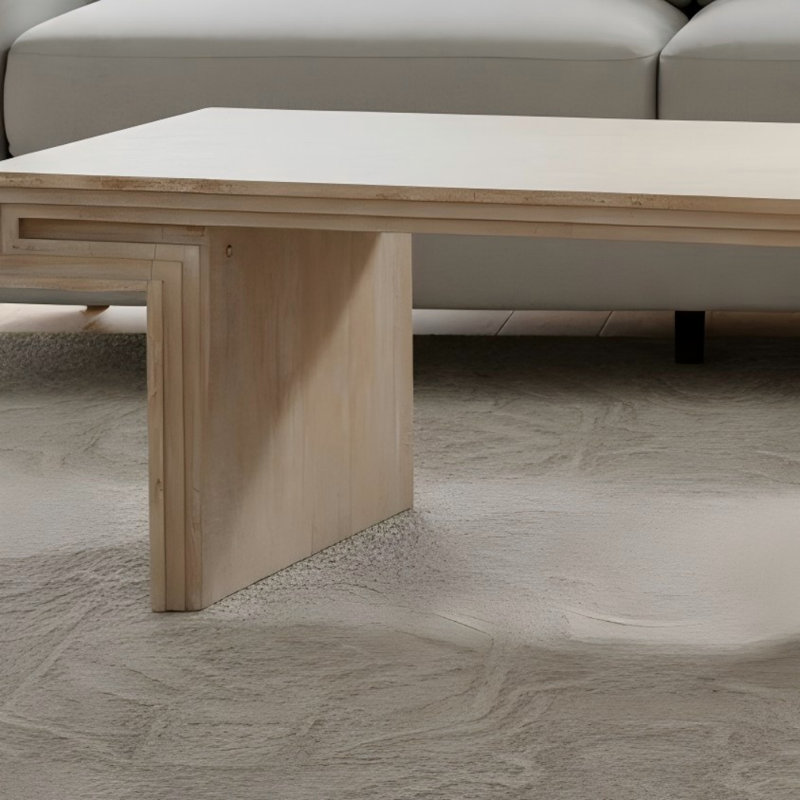 Table basse de style industriel américain rétro, modèle rectangulaire en bois recyclé de haute qualité, structure double couche + finition rustique, facile à assembler, convient au salon, au bureau (texture naturelle antique)