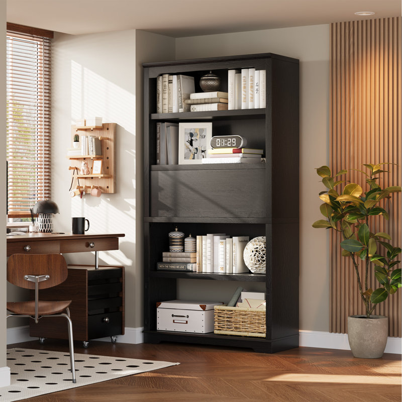 Bibliothèque standard à 5 niveaux H 71 "x l 37" Luper, Noir