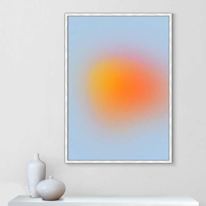 " Neon Orange Glow " by My Mind, White Slim Unmatted Picture Framed, 41.5" H x 29.5" W x 1.25" D  