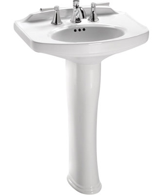 Lavabo de salle de bain à piédestal rectangulaire TOTO® Dartmouth® avec façade arquée pour robinets centraux 8 pouces
