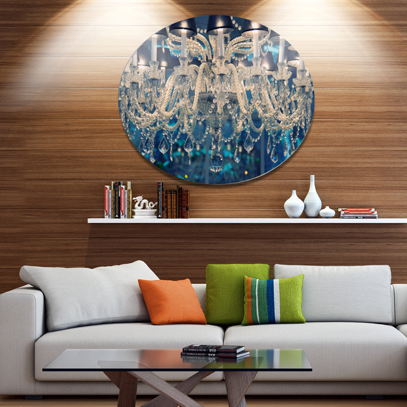 Lustre en cristal rétro bleu, art mural - Lustre en cristal, Métal, H 38 po x l 38 po x p 1 po