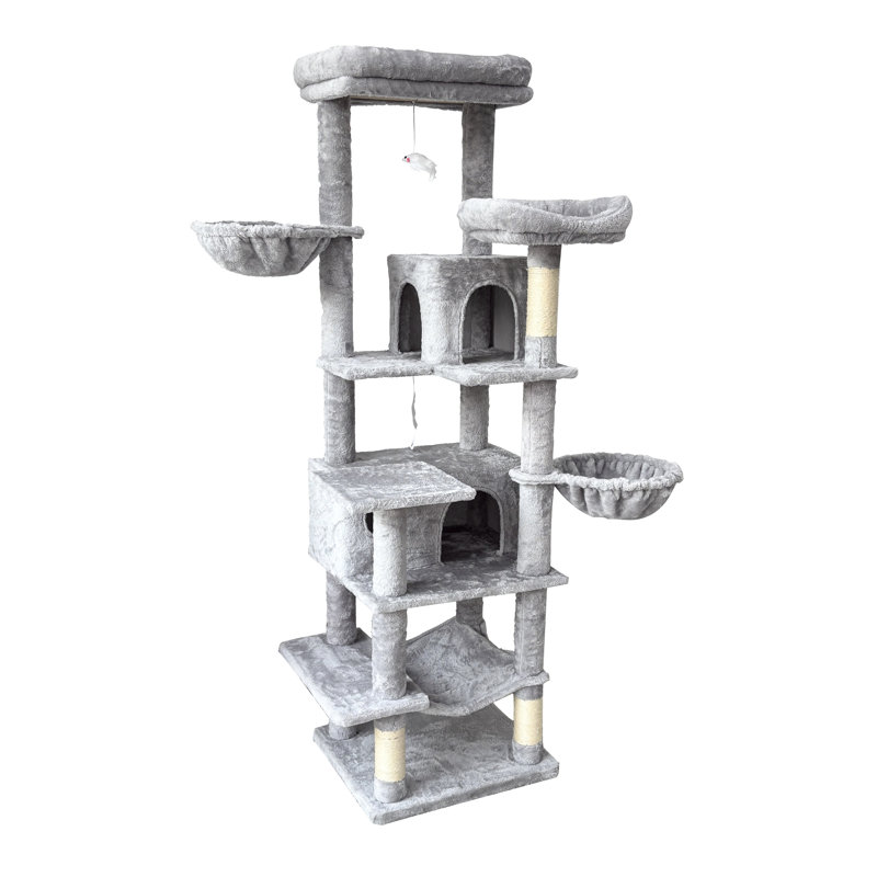 Grey 68 Inches Multi - Cat 6 Level Tree With Removable Maintenance Cushions, Scratching Posts, Cozy Napping And Comfortable Hammocks, 20 In Depth, Material For Domiciles, Soft Cushions Clean