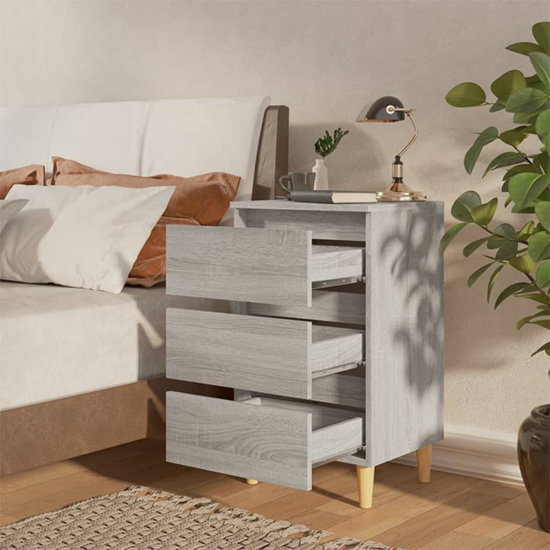 40cm W Bedside Table, Grey/Brown/Blue