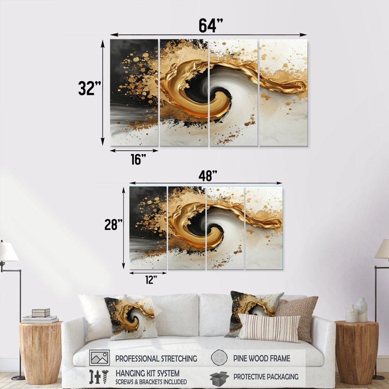 Fraipont - art mural moderne - ensemble d'art mural abstrait, 4, H 28 po x l 48 po