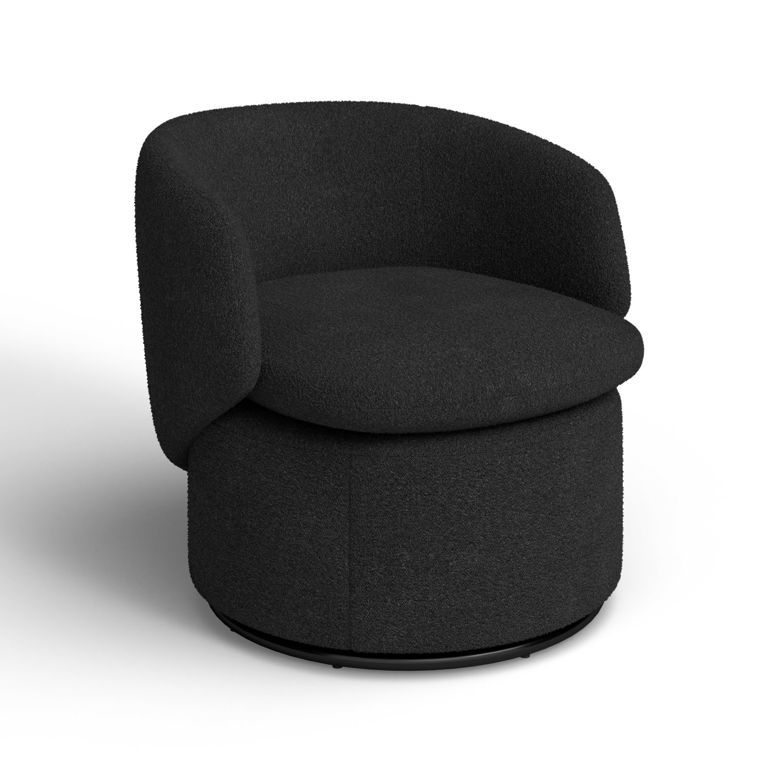 Janice Pine Swivel Barrel Chair, Black