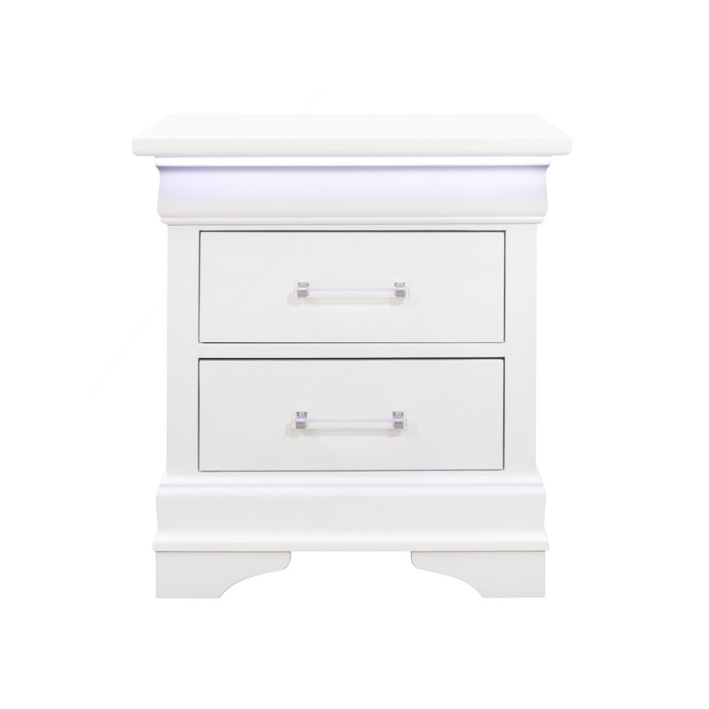 Table de chevet blanche Charlton avec DEL, Blanc
