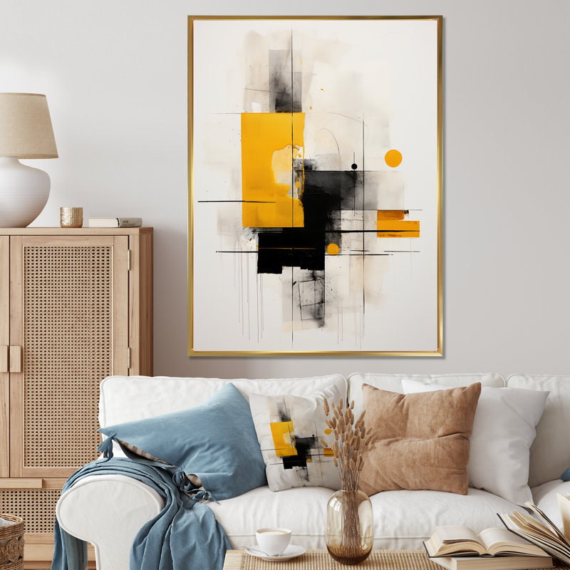 Fyke gris jaune minimalisme pureté de la forme I - décoration murale minimalisme, H 20 po x l 12 po x P 1 po