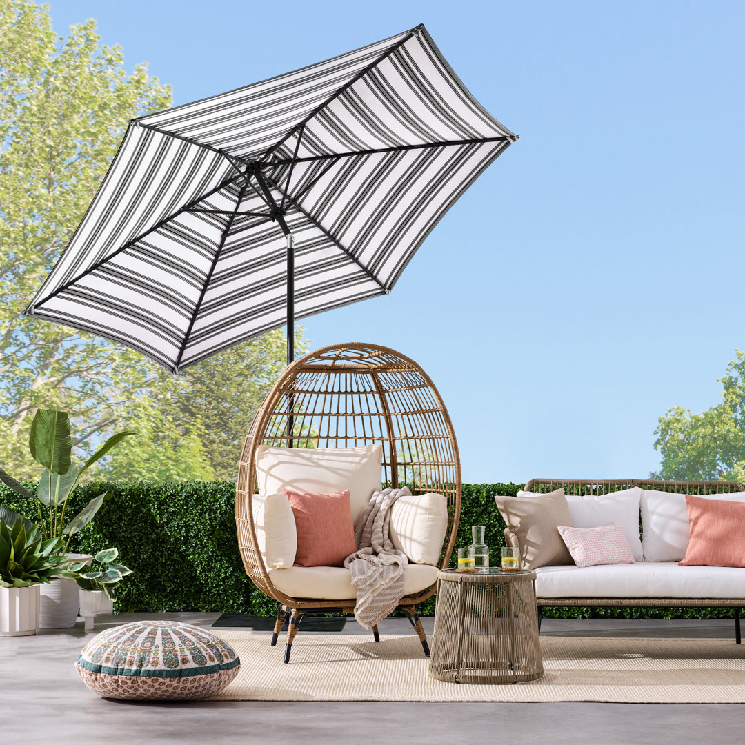 Rosecliff Heights 10Ft Outdoor Steel Market Patio Umbrella W/ Crank, Tilt Push Button, 6 Ribs - Striped Rosecliff Heights Fabric 