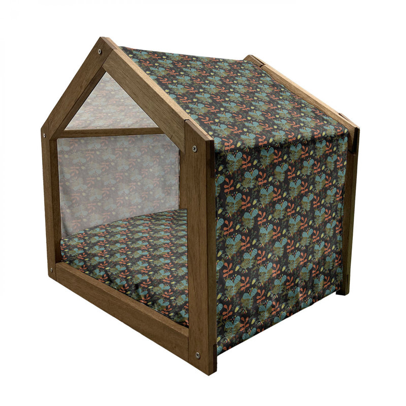 Niche pour chien en bois vert foncé, H 22,44 po x l 23,62 po x P 17,72 po