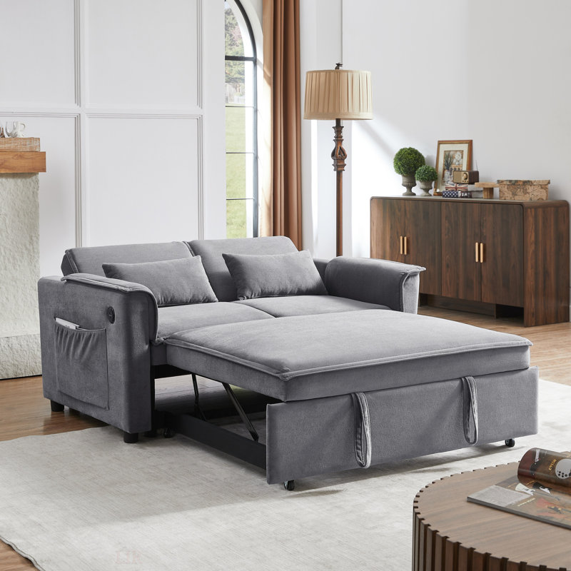 Canapé-lit convertible en tissu Modern, Gris