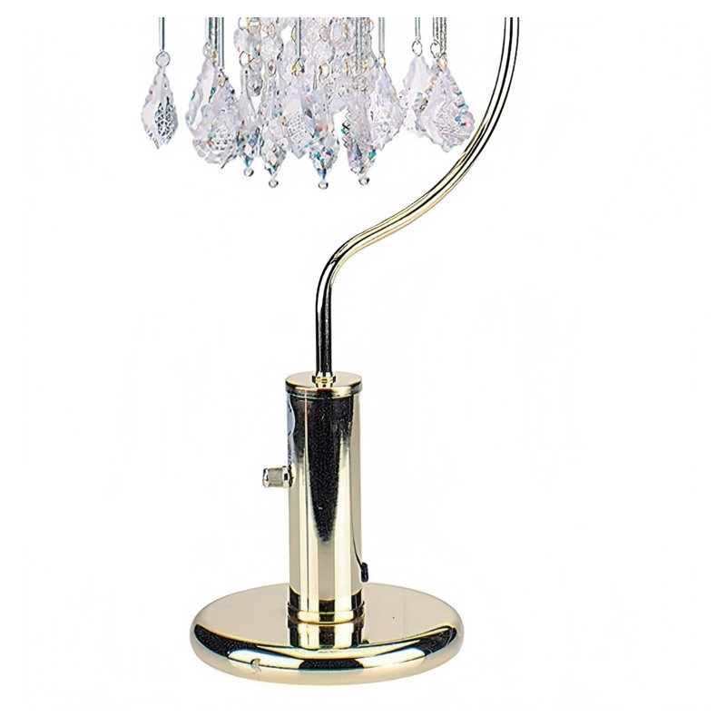 Lampe de table en cristal doré 27 po - Design de lustre moderne en métal pour le salon et la chambre à coucher, Doré