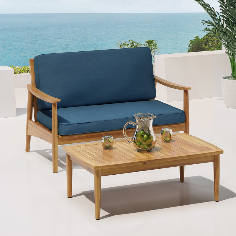 Causeuse + table basse, Bleu