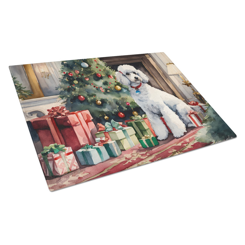 Grande planche à découper en verre Poodle Cozy Christmas