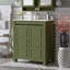 Meuble-lavabo de ferme 30 po avec lavabo en céramique, porte à fermeture en douceur, tablette réglable, armoire de rangement vert olive, structure en bois moderne, conception spacieuse et surface facile à nettoyer-1273810809