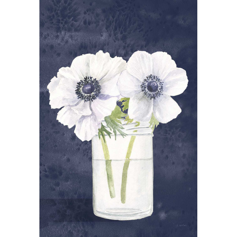 Tranquil Blossoms I - bleu marine, H 18 po x l 12 po x P 1,25 po