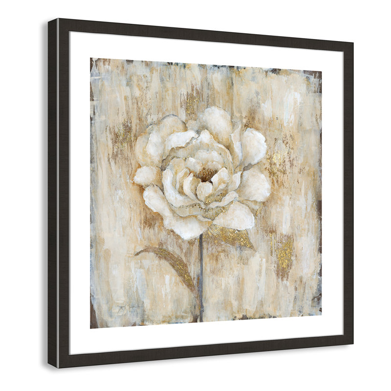 Venetian Gold Botanical I - peinture encadrée, Cadre espresso foncé, H 28 po x l 28 po x P 2 po