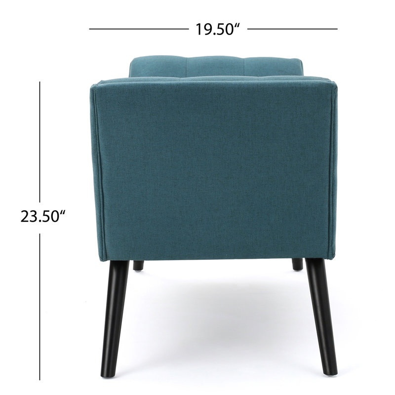 Gwyneth Dark Teal Polyester and Birch Fabric Bench