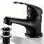 Black Basin Sink Mixer Tap Mono Bathroom Cloakroom Single Lever Taps with Waste