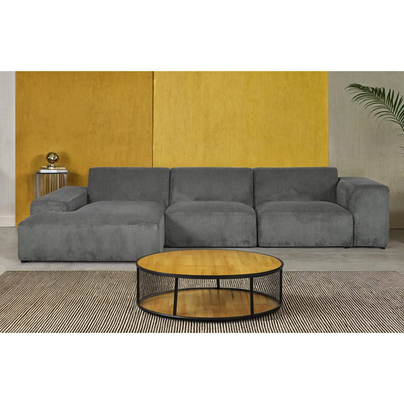 Cadle 4 Seater Corduroy Sofa & Chaise, Grey