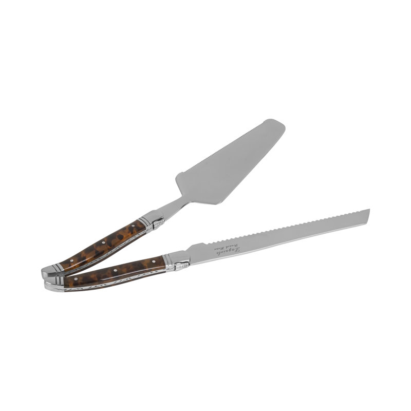 French Home Connoisseur Laguiole 2-Piece Cake And Pie Server Set With Tortoise Shell Handles