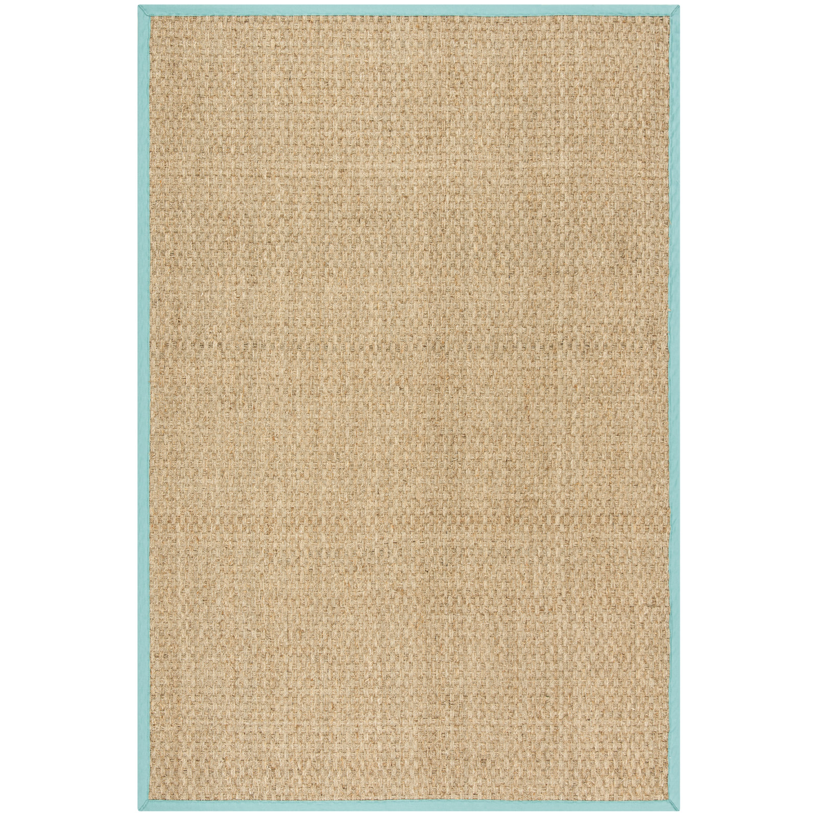 Natural Teal Bamboo Seagrass Rug, Rectangle 5' x 8'