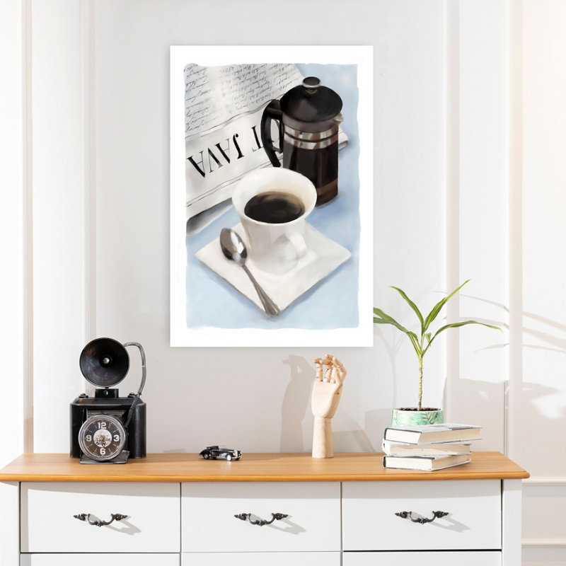 «Coffee News II», art mural contemporain abstrait, H 24 po x l 16 po
