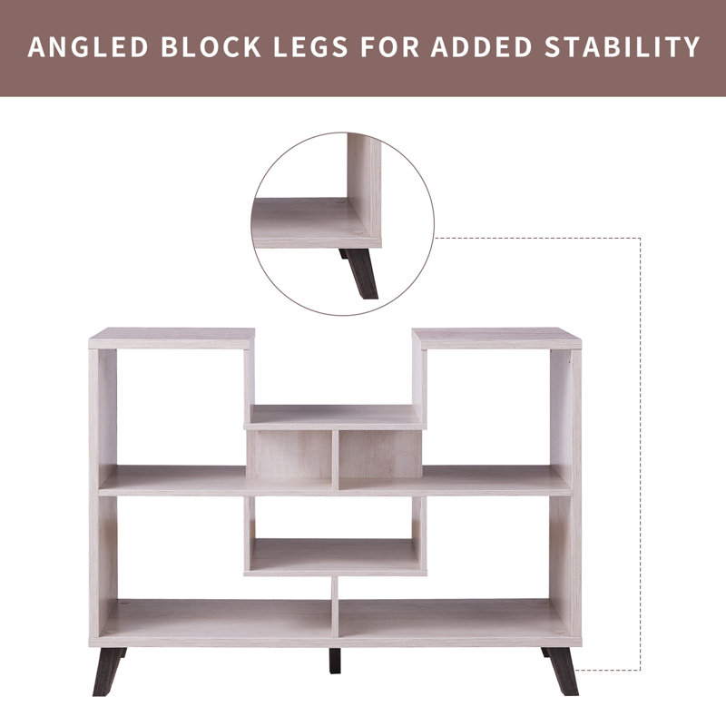 Gabreilla Geometrical White Oak Standard Rectangle Console Table with Storage