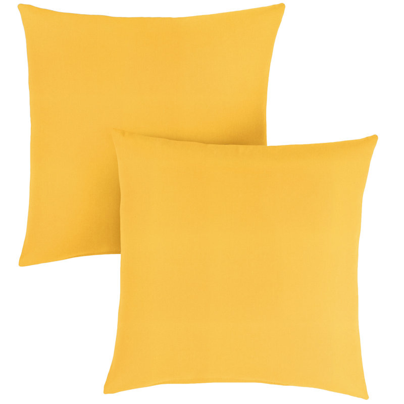 Housse et insert de coussin d'extérieur Ashbrun Sunbrella, Carré 24 po, Sunbrella - toile tournesol