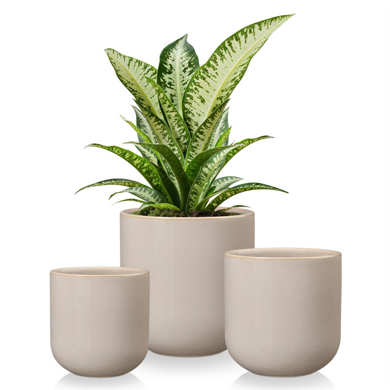 HDHPOT Ceramic Pot Planter, Grey