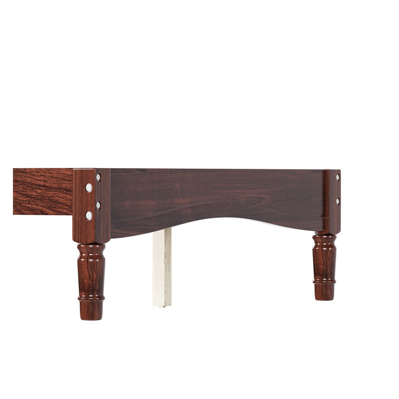 Lit plateforme simple en bois rétro avec tête de lit en forme de gourde, structure en bois massif au fini noyer, aucun sommier requis
