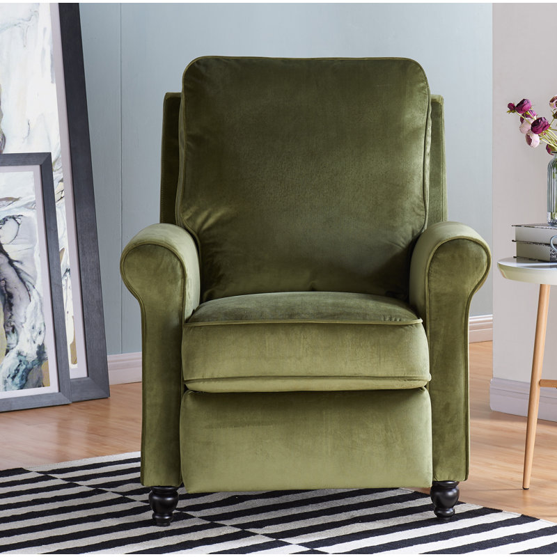 Leni Upholstered Recliner, Kale Green Velvet