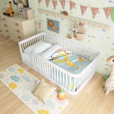 Wood Floor Bed Frame With Fence