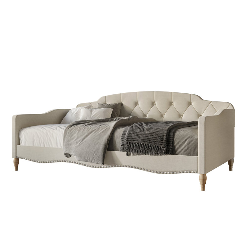 Clotee Twin Size Daybed in Linen, Warm Gray Linen