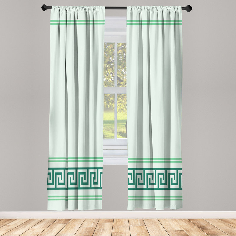 Semi Sheer Curtain Pair, 28" W x 63" L, Pale Blue Teal Green
