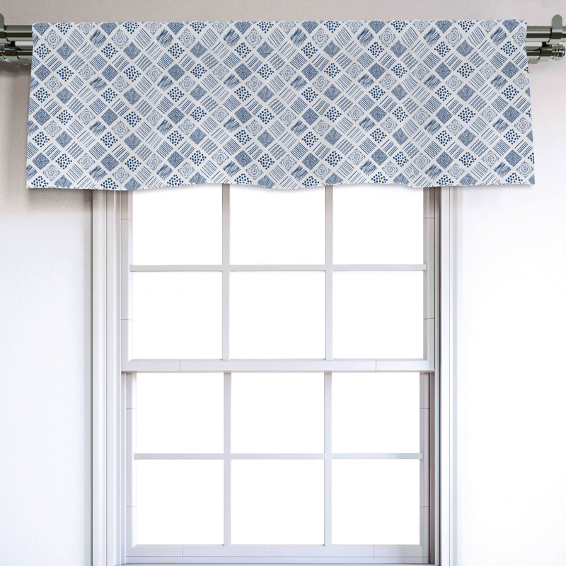 Sateen Geometric Ruffled Window Valance
