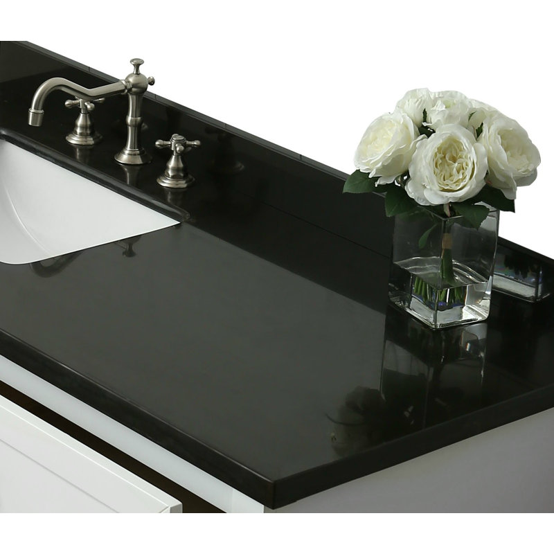 Hannah 48'' W Single Vanity, Black, White/Brushed Nickel, Left