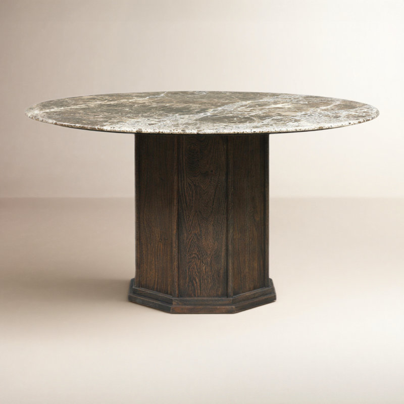 Table de salle à manger Pavlo - marbre brun, H 30 po x L 55 po x l 55 po