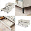 Canapé-lit convertible simple en velours avec tiroirs de rangement - Lit de jour beige peu encombrant, sans sommier-971049845