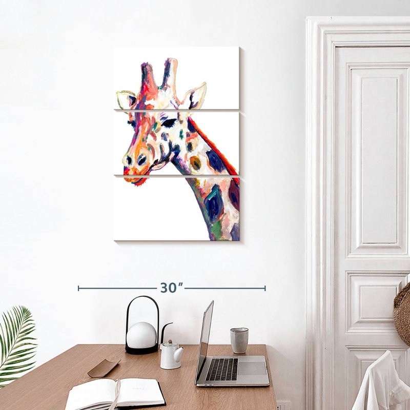 Brampt Colorful Giraffe On White, 32" H x 20" W