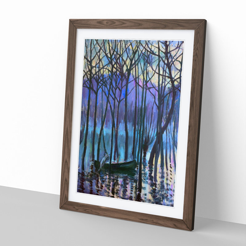 In His Canoe by Theodore Earl Butler - Picture Frame Painting, 36cm H x 27cm W x 2cm D, Walnut Framed
