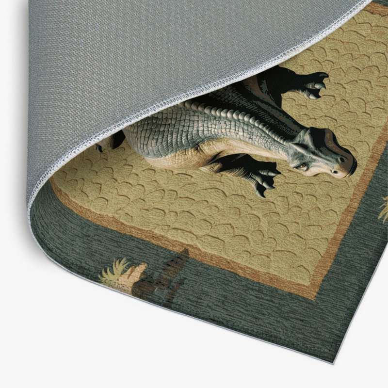 Tapis brun intérieur et extérieur Dinosaurs, Rectangulaire 2 pi x 3 pi