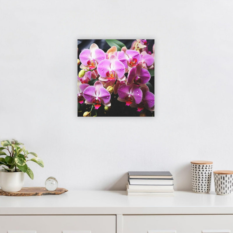 Impression sur toile mauve à motif d'orchidées mauves 24 po x 24 po