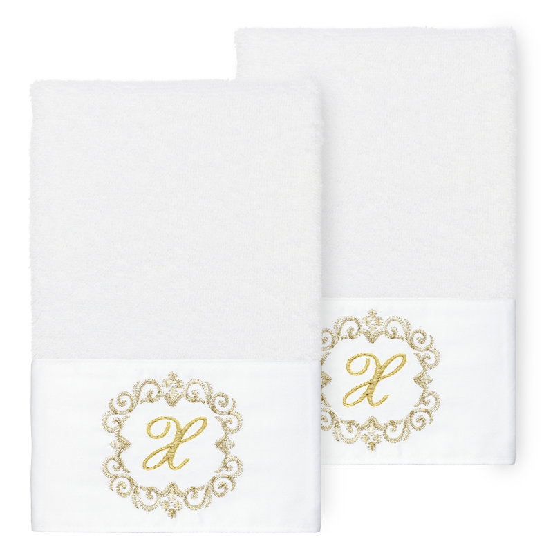 Winston Porter 100% Turkish Cotton MONICA 2PC Embellished Hand Towel Set, X