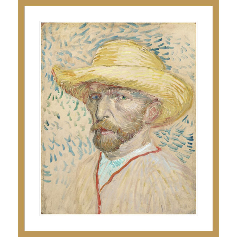 Autoportrait avec chapeau de paille par Vincent van Gogh, impression giclée encadrée, H 39,62 po x l 33,5 po