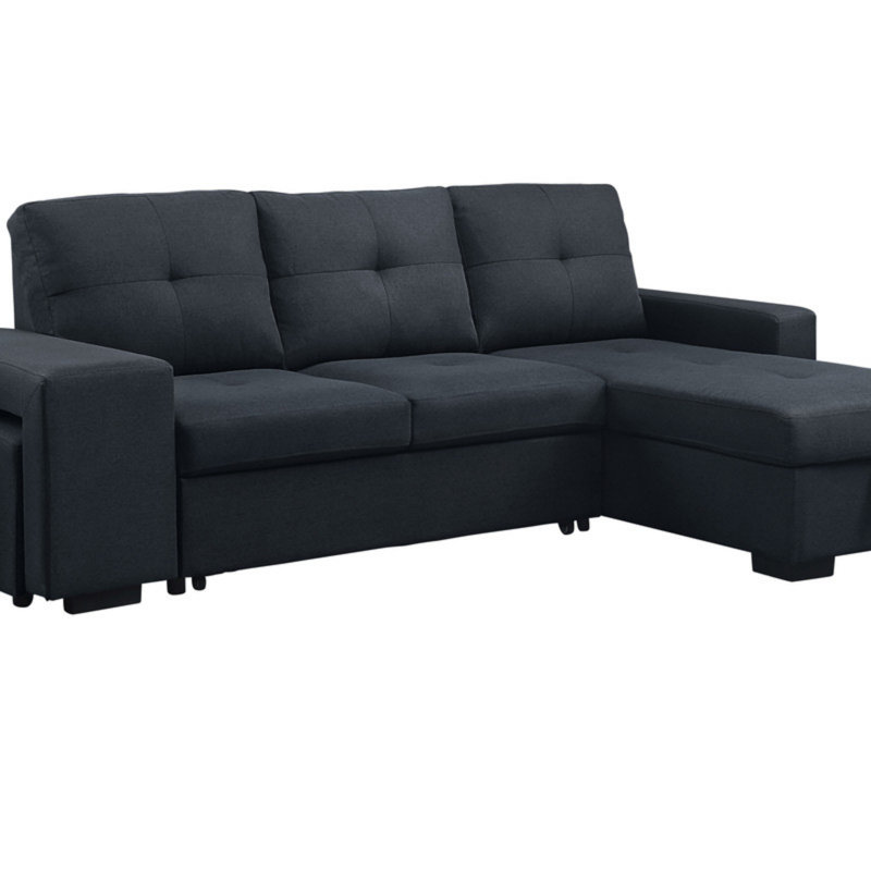Canapé-lit modulaire en lin gris foncé 97 po avec rangement réversible 97 po