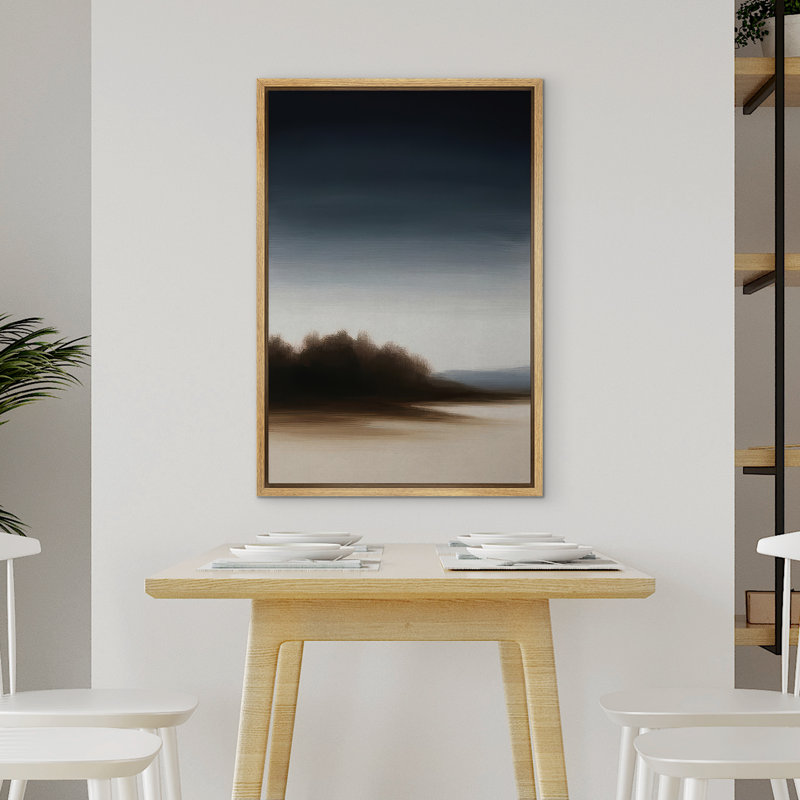 Reproduction de paysage abstrait encadrée d'art mural sur toile pour un décor moderne, Naturel, H 36 po x l 24 po