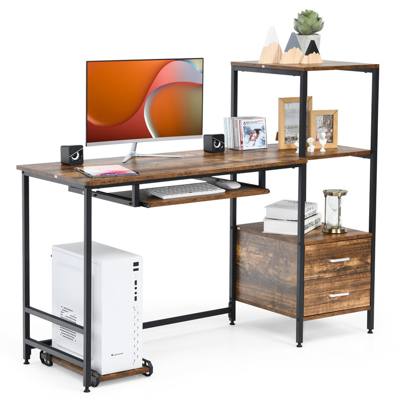 Escalon Steel Computer Desk, Coffee